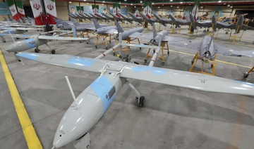 This handout picture released by Iran’s Army office on April 19, 2023 shows military unmanned aerial vehicles (UAV or drone)